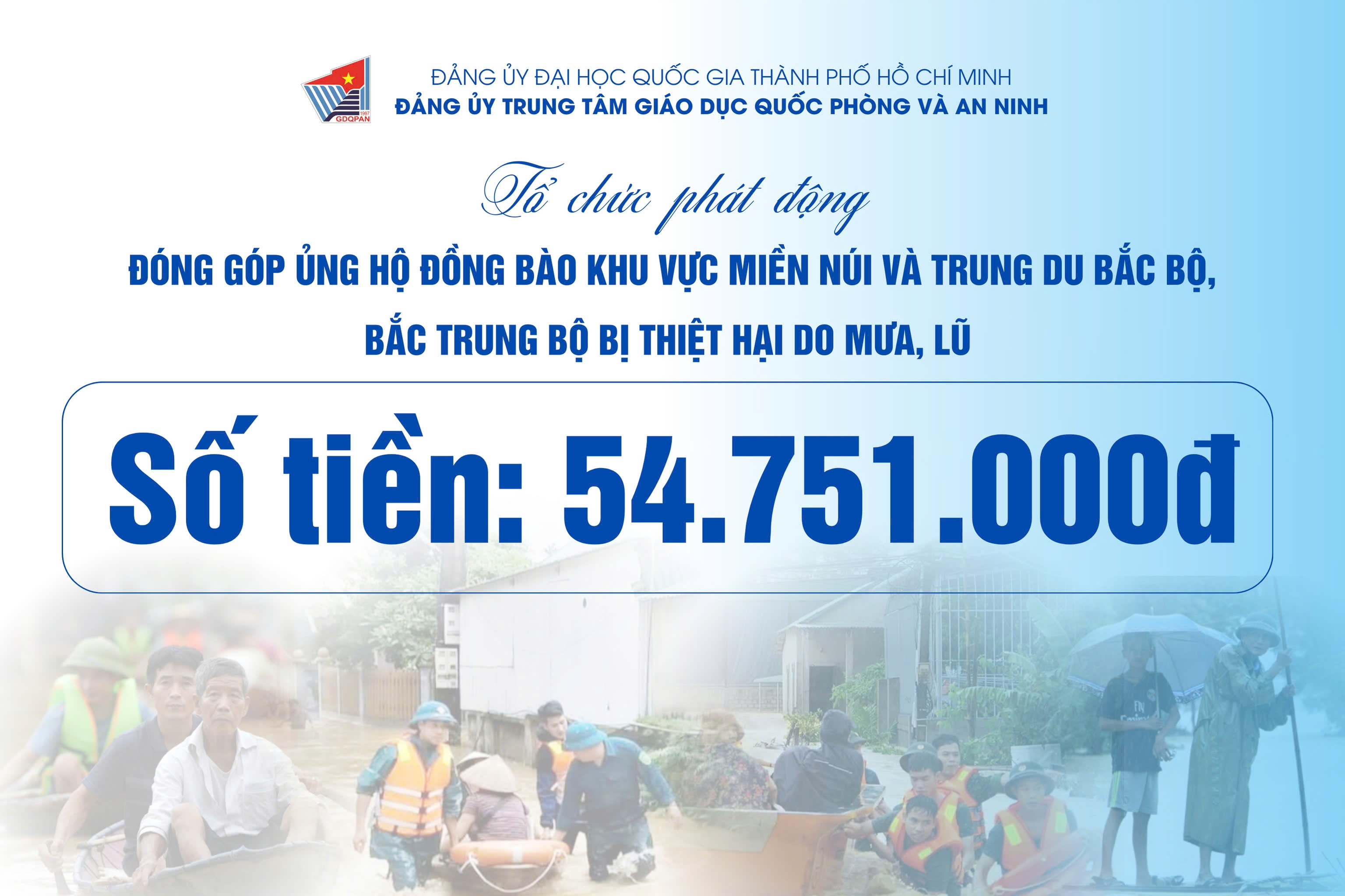 TRUNG TÂM GDQPAN: TỔ CHỨC PHÁT ĐỘNG ĐÓNG GÓP ỦNG HỘ ĐỒNG BÀO BỊ THIỆT HẠI DO MƯA, LŨ